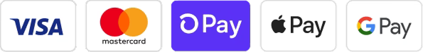 Visa, Mastercard, Shop Pay, Apple Pay, Google Pay